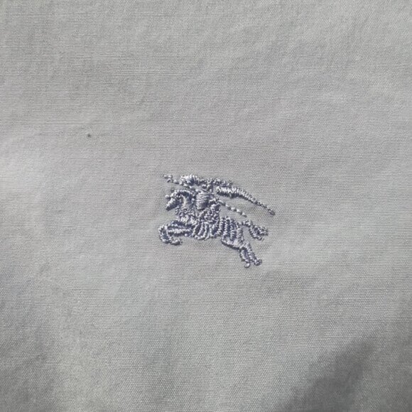 Burberry Men’s Luxury Light Blue Button-Up Shirt with Check Cuffs Size M - Picture 8 of 12